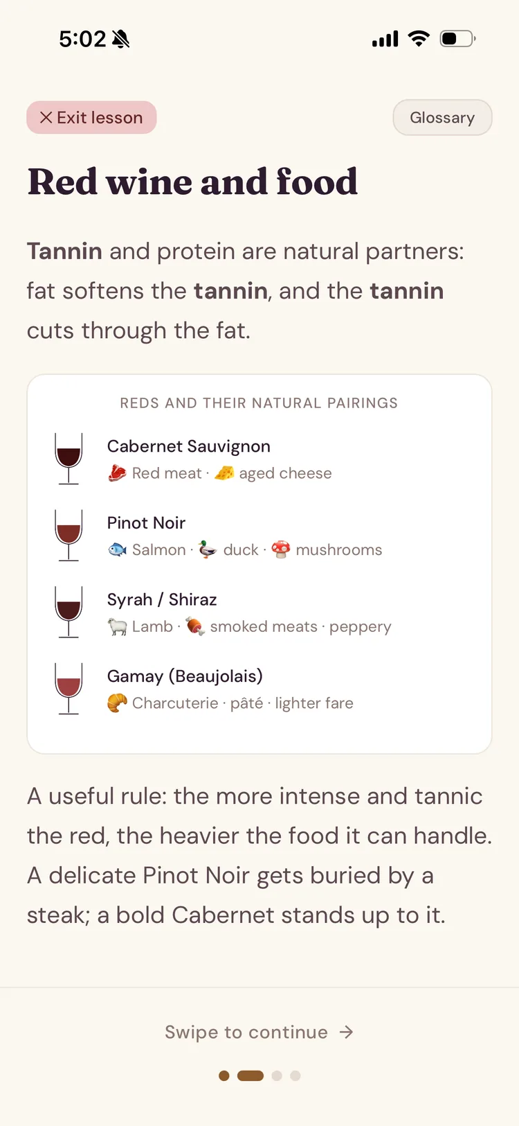 Wine 101 lesson on tannin and food pairing